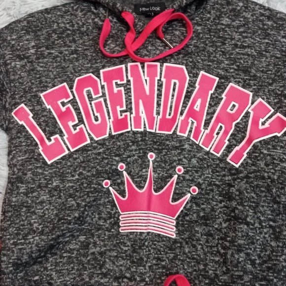 New Look Womens Hoodie Sweatshirt Gray Pink M‎ Legendary Marled Pockets - Picture 4 of 12